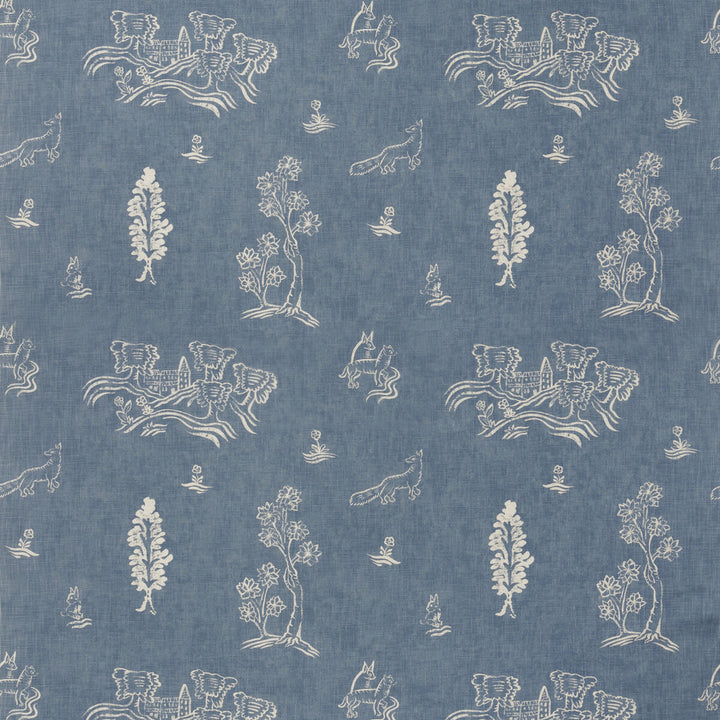 Friendly Folk Happy Blue by Kravet Couture Fabric ANDREW MARTIN KIT KEMP VISCOSE - 82%;LINEN - 18% United Kingdom HEAVY Horizontal: 10.5 and Vertical: 10 54.5 - Fabric Carolina -