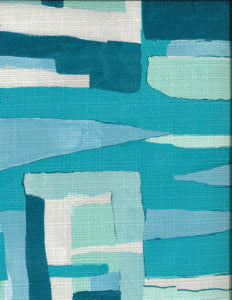 Apex Turq 101 by Norbar Designer Fabric MONTAGE 100 POLYESTER SPAIN 17 3/4"V 27 1/6"H 54 - Swanky Fabrics -