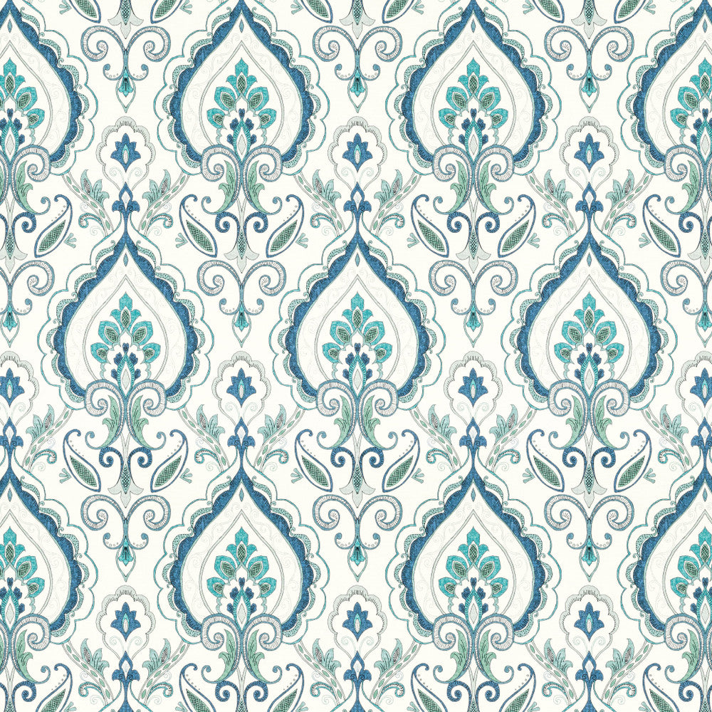April 2 Lagoon by Stout Fabric RAINBOW LIBRARY INK/SAPPHIRE 100%COT SPAIN Horizontal: 13.500 and Vertical: 13.500 54 in - Fabric Carolina -