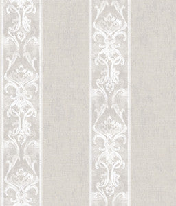 Elsa Taupe Alternating Damask Stripe Wallpaper by Chesapeake