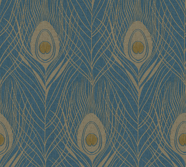 Prosperity Blue Feather Wallpaper by AS Creation AS Creation Covers about 57.5 square feet 20.9-in by 33-ft long roll Unpasted 20.9 - Fabric Carolina -