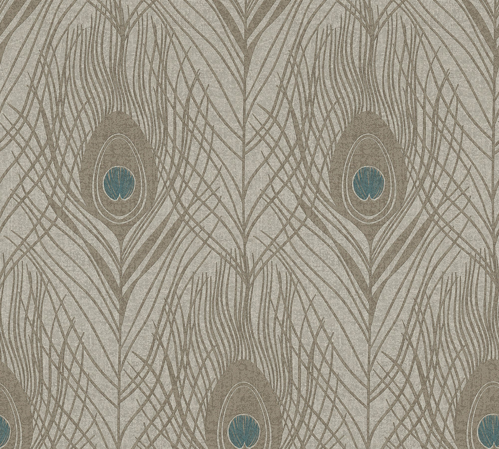 Prosperity Bronze Feather Wallpaper by AS Creation AS Creation Covers about 57.5 square feet 20.9-in by 33-ft long roll Unpasted 20.9 - Fabric Carolina -
