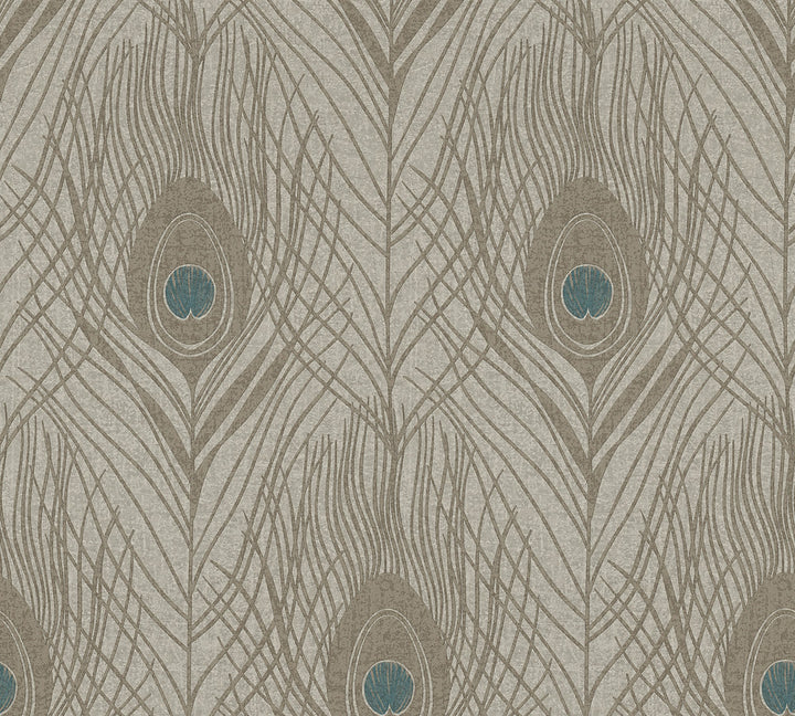 Prosperity Bronze Feather Wallpaper by AS Creation AS Creation Covers about 57.5 square feet 20.9-in by 33-ft long roll Unpasted 20.9 - Fabric Carolina -