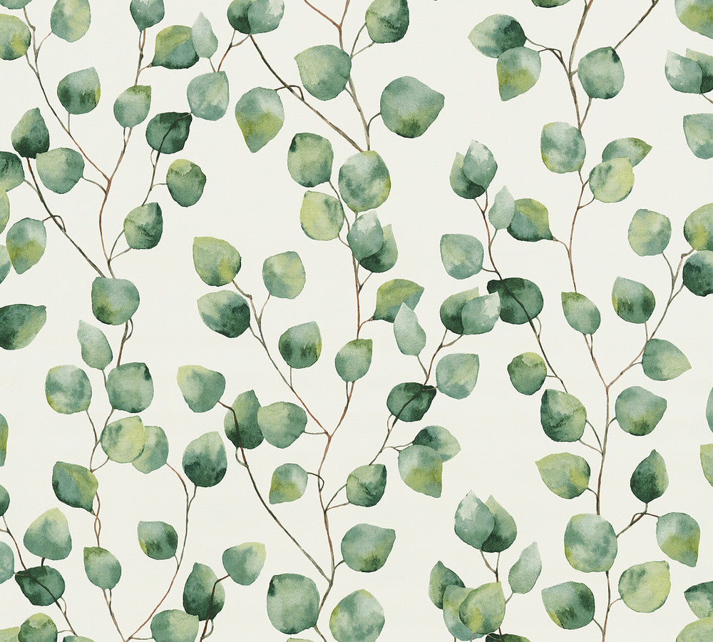 Hedera Green Painterly Vine Wallpaper by AS Creation AS Creation Covers about 57.5 square feet 20.9-in by 33-ft long roll Unpasted 25.2 - Fabric Carolina -