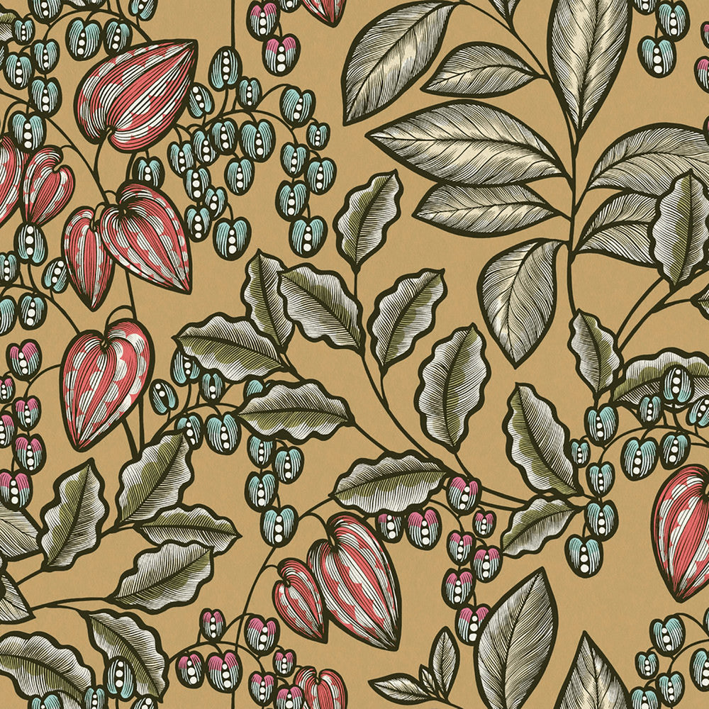 Leif Mustard Vine Trail Wallpaper by AS Creation AS Creation Covers about 57.5 square feet 20.9-in by 33-ft long roll Unpasted 20.9 - Fabric Carolina -