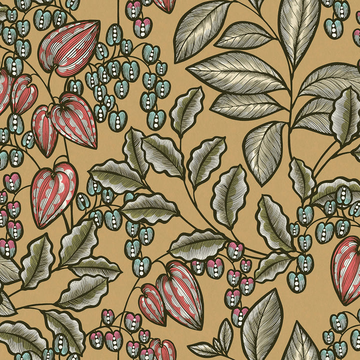 Leif Mustard Vine Trail Wallpaper by AS Creation AS Creation Covers about 57.5 square feet 20.9-in by 33-ft long roll Unpasted 20.9 - Fabric Carolina -