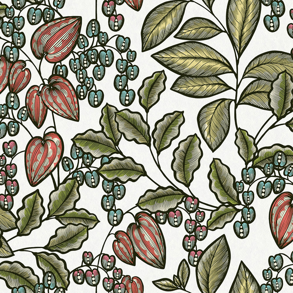 Leif White Vine Trail Wallpaper by AS Creation AS Creation Covers about 57.5 square feet 20.9-in by 33-ft long roll Unpasted 20.9 - Fabric Carolina -