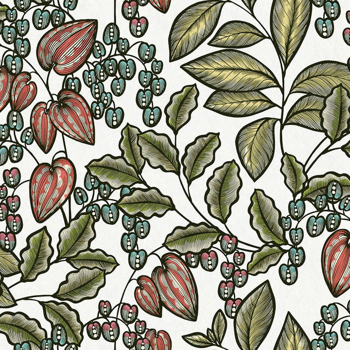 Leif White Vine Trail Wallpaper by AS Creation AS Creation Covers about 57.5 square feet 20.9-in by 33-ft long roll Unpasted 20.9 - Fabric Carolina -