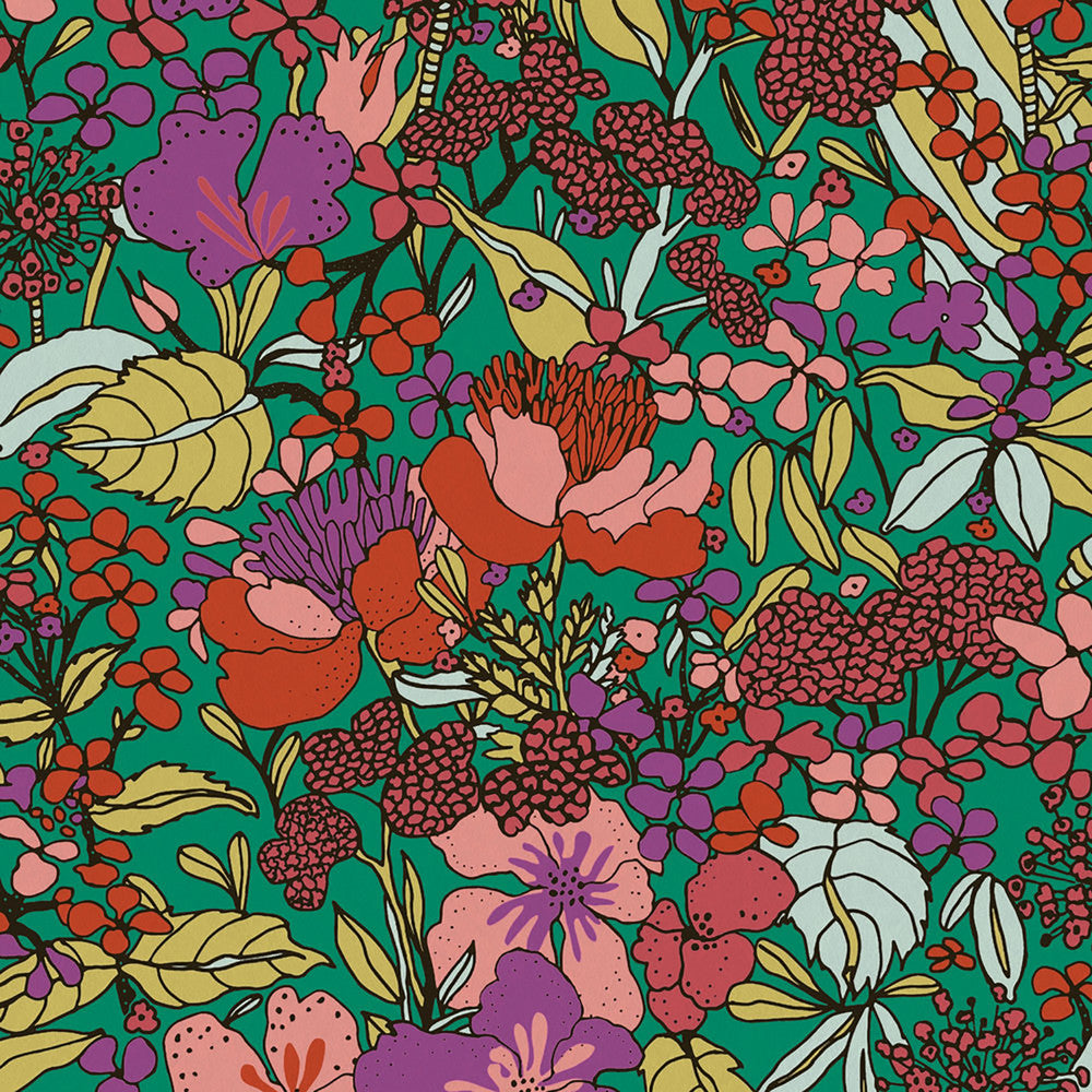Zetta Multicolor Floral Riot Wallpaper by AS Creation AS Creation Covers about 57.5 square feet 20.9-in by 33-ft long roll Unpasted 25.2 - Fabric Carolina -