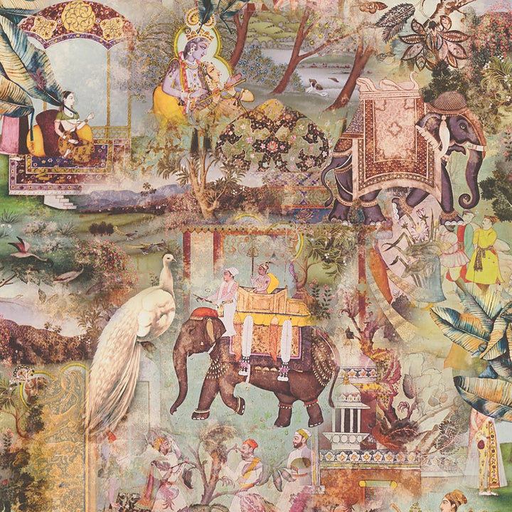 Fenmore Olive Indian Safari Wallpaper by AS Creation AS Creation Covers about 57.5 square feet 20.9-in by 33-ft long roll Unpasted 25.2 - Fabric Carolina -