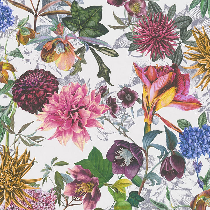 Althea White Flower Garden Wallpaper by AS Creation AS Creation Covers about 57.5 square feet 20.9-in by 33-ft long roll Unpasted 25.2 - Fabric Carolina -