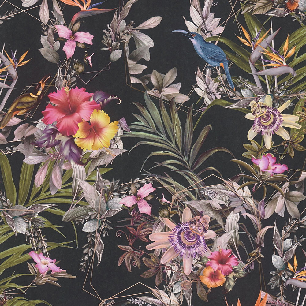 Hollis Navy Tropical Wallpaper by AS Creation AS Creation Covers about 57.5 square feet 20.9-in by 33-ft long roll Unpasted 27.6 - Fabric Carolina -