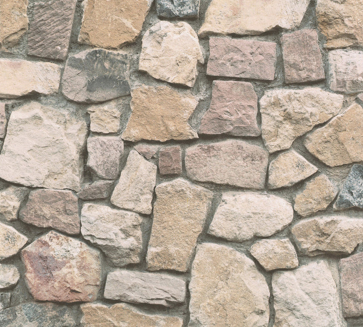Morris Neutral Natural Stone Wallpaper by AS Creation AS Creation Covers about 57.5 square feet 20.9-in by 33-ft long roll Unpasted 41.7 - Fabric Carolina -
