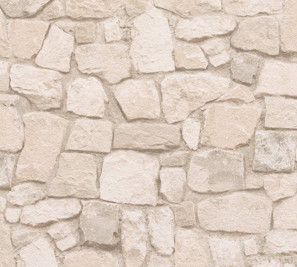 Morris Beige Natural Stone Wallpaper by AS Creation AS Creation Covers about 57.5 square feet 20.9-in by 33-ft long roll Unpasted 41.7 - Fabric Carolina -