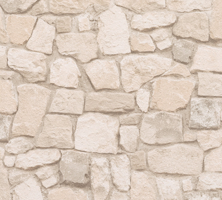 Morris Beige Natural Stone Wallpaper by AS Creation AS Creation Covers about 57.5 square feet 20.9-in by 33-ft long roll Unpasted 41.7 - Fabric Carolina -