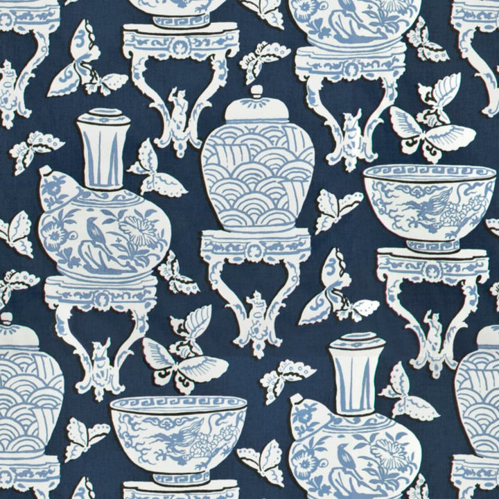 Asia 1 Ink by Stout Designer Fabric RAINBOW LIBRARY PORCELAIN/ROYAL 100%COT USA FLAME RETARDANT-U.F.A.C. CLASS 1 CATB 117-2013 WYZENBEEK 15 000 DOUBLE RUB WEAR TEST (HEAVY DUTY) Horizontal: 13.5 and Vertical: 25.25 54 in - Swanky Fabrics -