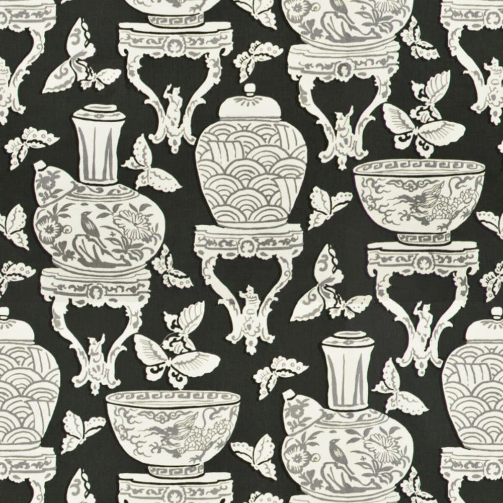 Asia 2 Night by Stout Fabric Rainbow Library Silver/Smoke 100% Cotton USA FLAME RETARDANT-U.F.A.C. CLASS 1 (OR A) CATB 117-2013 WYZENBEEK 15 000 DOUBLE RUB WEAR TEST (HEAVY DUTY) Horizontal: 13.5 and Vertical: 25.25 54 in - Fabric Carolina -