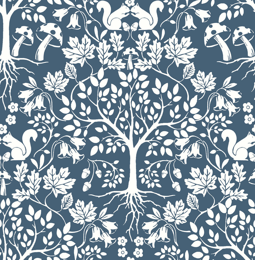 Leo Navy Tree Wallpaper by A-Street Prints A-Street Select Covers about 56.4 square feet 20.5-in by 33-ft long roll Unpasted 21.25 - Fabric Carolina -