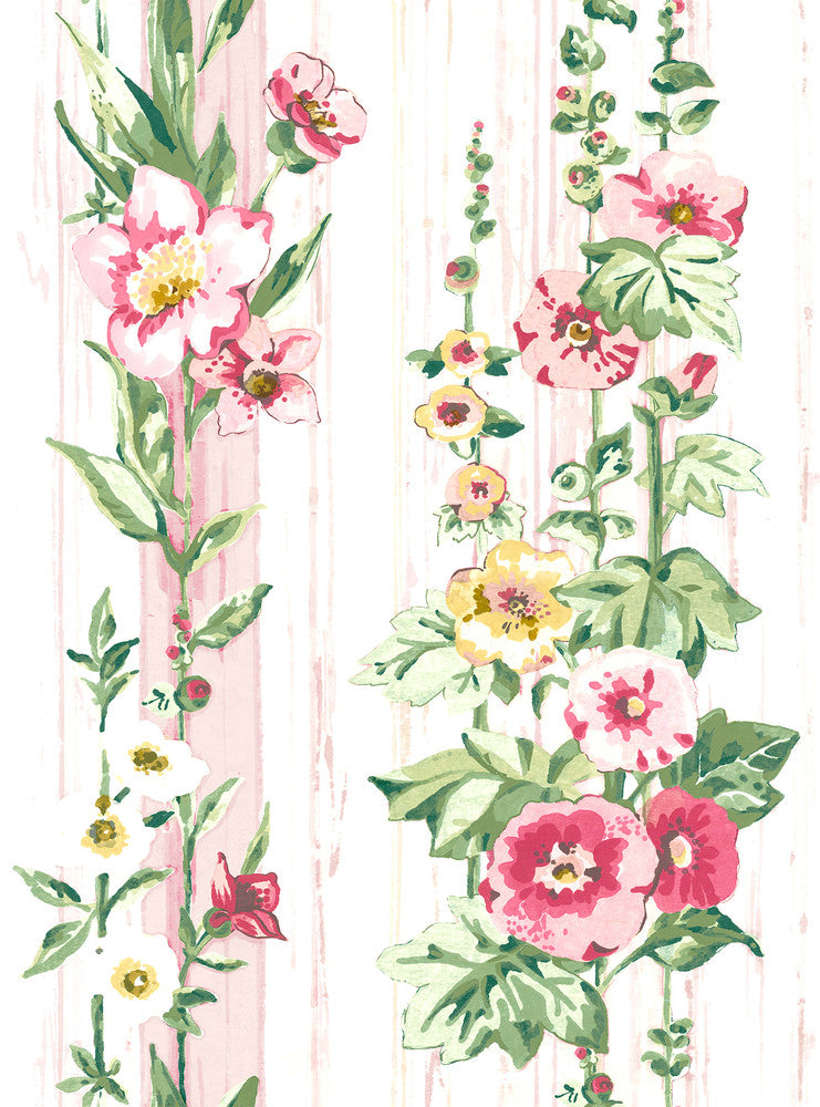 Delisa Pink Floral Stripe Wallpaper by A-Street Prints A-Street Select Covers about 56.4 square feet 20.5-in by 33-ft long roll Unpasted 28.14 - Fabric Carolina -