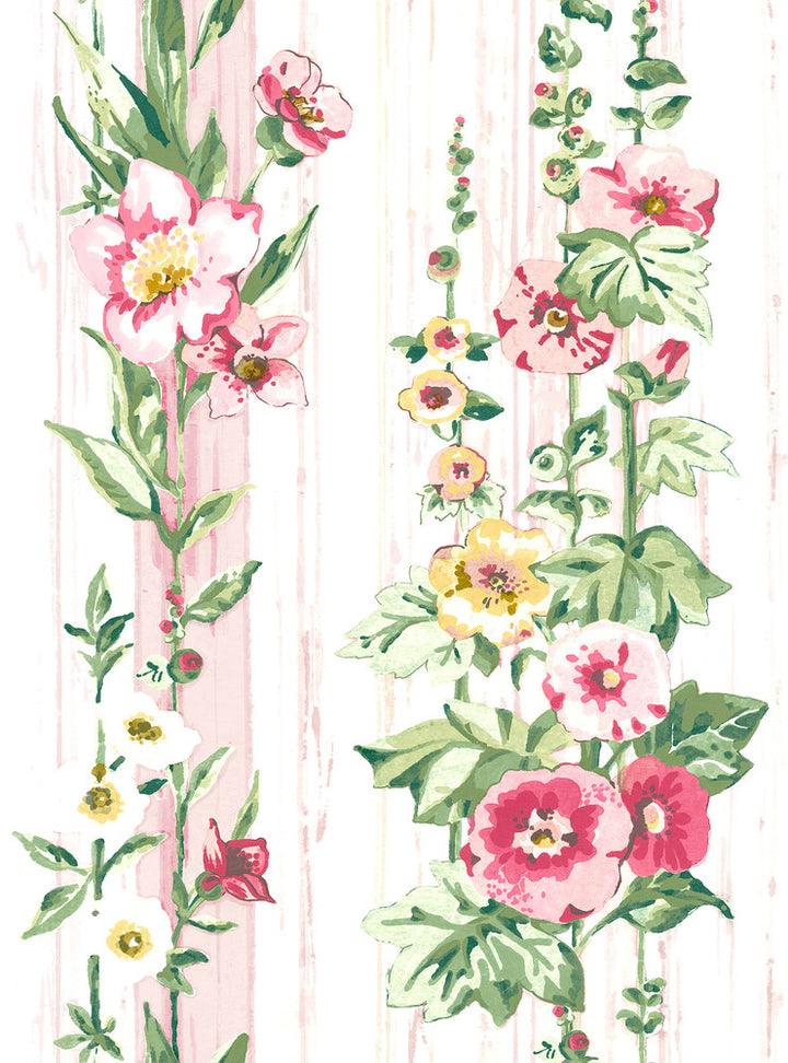 Delisa Pink Floral Stripe Wallpaper by A-Street Prints A-Street Select Covers about 56.4 square feet 20.5-in by 33-ft long roll Unpasted 28.14 - Fabric Carolina -