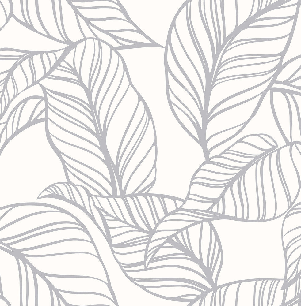 Kagan Grey Large Leaf Wallpaper by A-Street Prints A-Street Select Covers about 56.4 square feet 20.5-in by 33-ft long roll Unpasted 21.25 - Fabric Carolina -