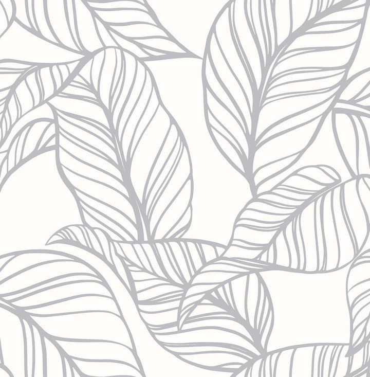 Kagan Grey Large Leaf Wallpaper by A-Street Prints A-Street Select Covers about 56.4 square feet 20.5-in by 33-ft long roll Unpasted 21.25 - Fabric Carolina -