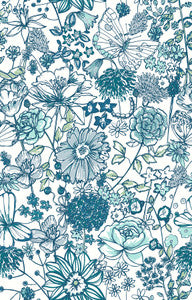 Daley Blue Line Floral Wallpaper by A-Street Prints