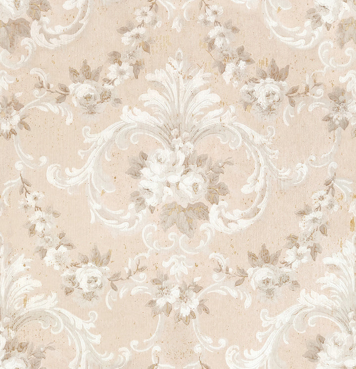 This Old Hudson Blush Rose Damask Wallpaper by A-Street Prints Zio and Sons Covers about 56.4 square feet 20.5-in by 33-ft long roll Unpasted 21.65 - Fabric Carolina -