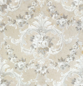 This Old Hudson Neutral Rose Damask Wallpaper by A-Street Prints