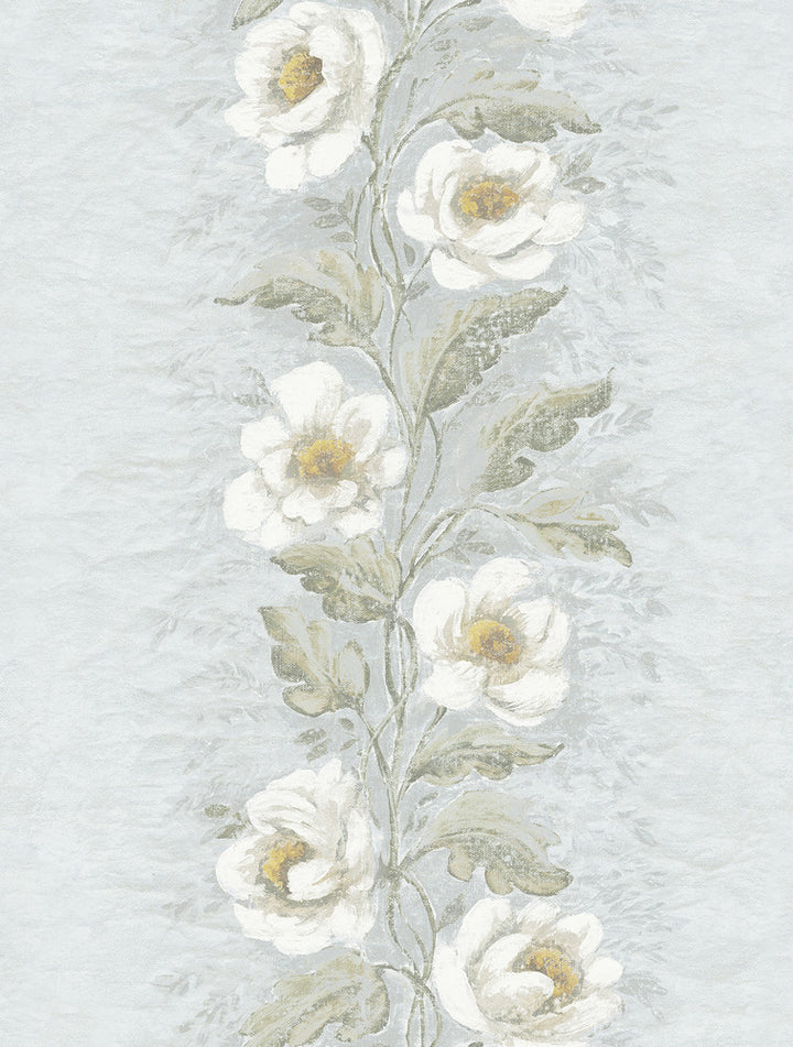Dutch Garland Pale Blue Gardenia Stripe Wallpaper by A-Street Prints Zio and Sons Covers about 56.4 square feet 20.5-in by 33-ft long roll Unpasted 27.5 - Fabric Carolina -