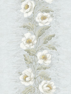 Dutch Garland Pale Blue Gardenia Stripe Wallpaper by A-Street Prints