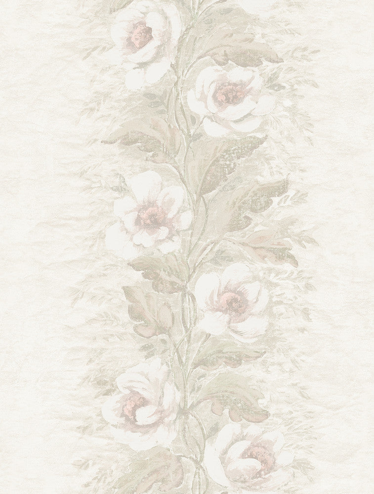 Dutch Garland Blush Gardenia Stripe Wallpaper by A-Street Prints Zio and Sons Covers about 56.4 square feet 20.5-in by 33-ft long roll Unpasted 27.5 - Fabric Carolina -