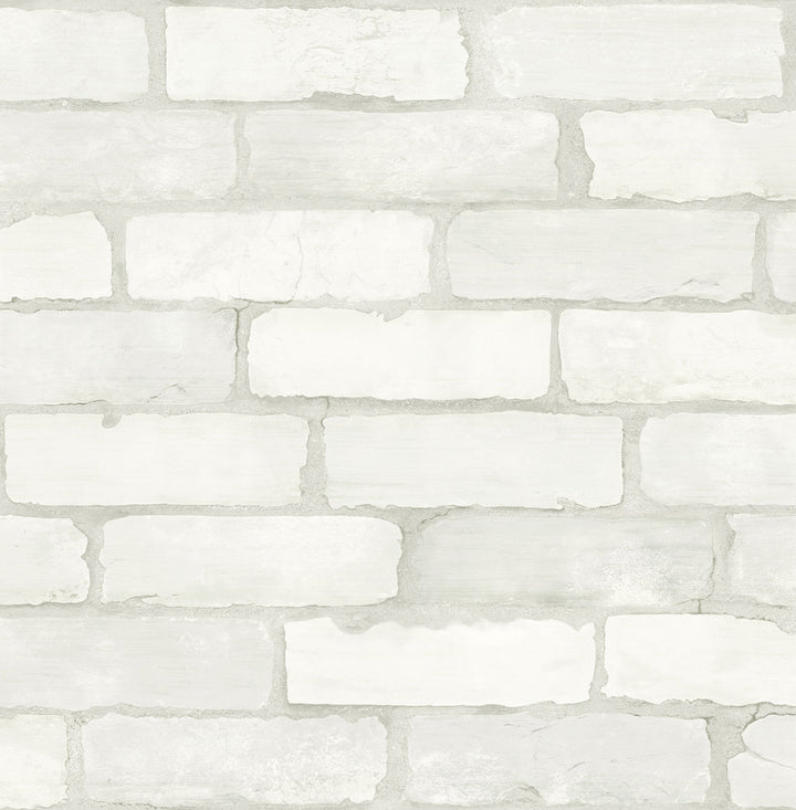 Limewashed White Weathered Brick Wallpaper by A-Street Prints Zio and Sons Covers about 56.4 square feet 20.5-in by 33-ft long roll Unpasted 21.25 - Fabric Carolina -