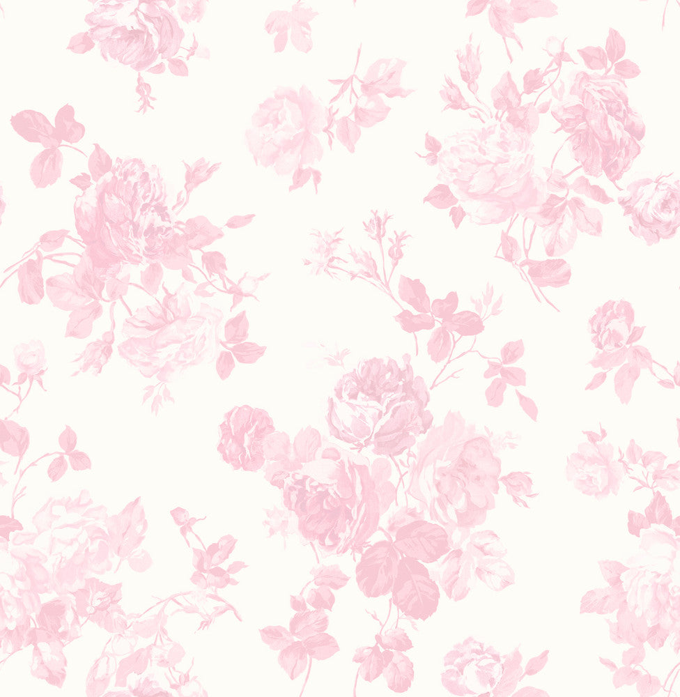 Everblooming Rosettes Pink Jam Cabbage Rose Bouquets Wallpaper by A-Street Prints LoveShackFancy Covers about 56.4 square feet 20.5-in by 33-ft long roll Unpasted 21 - Fabric Carolina -