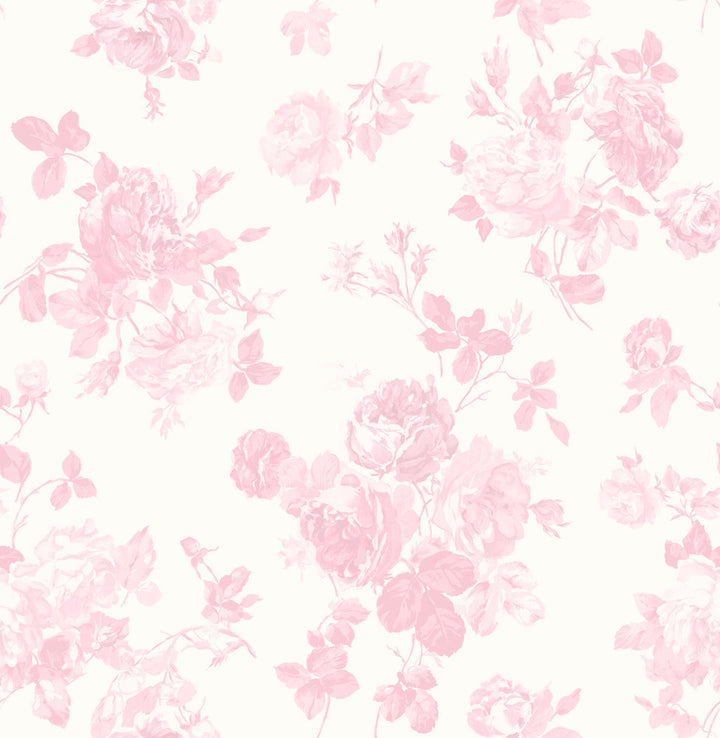 Everblooming Rosettes Pink Jam Cabbage Rose Bouquets Wallpaper by A-Street Prints LoveShackFancy Covers about 56.4 square feet 20.5-in by 33-ft long roll Unpasted 21 - Fabric Carolina -