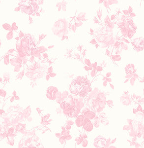 Everblooming Rosettes Pink Jam Cabbage Rose Bouquets Wallpaper by A-Street Prints