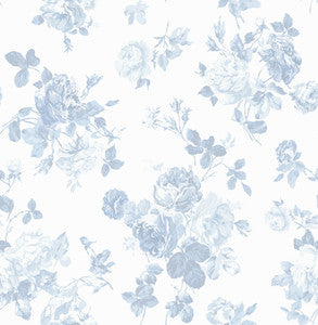 Everblooming Rosettes Dreamy Sky Cabbage Rose Bouquets Wallpaper by A-Street Prints