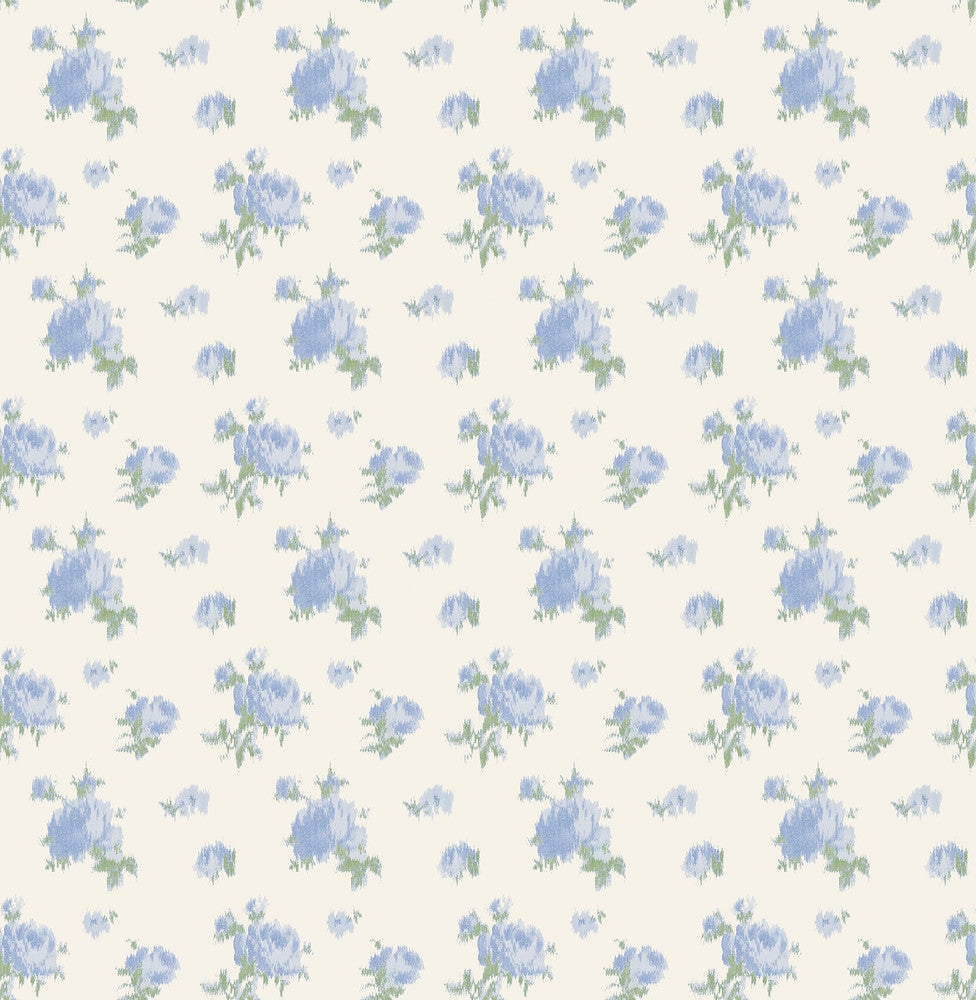 Ikat Rose Blue Small Print Wallpaper by A-Street Prints LoveShackFancy Covers about 56.4 square feet 20.5-in by 33-ft long roll Unpasted 20.5 - Fabric Carolina -