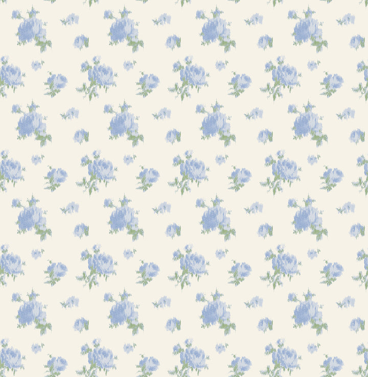 Ikat Rose Blue Small Print Wallpaper by A-Street Prints LoveShackFancy Covers about 56.4 square feet 20.5-in by 33-ft long roll Unpasted 20.5 - Fabric Carolina -