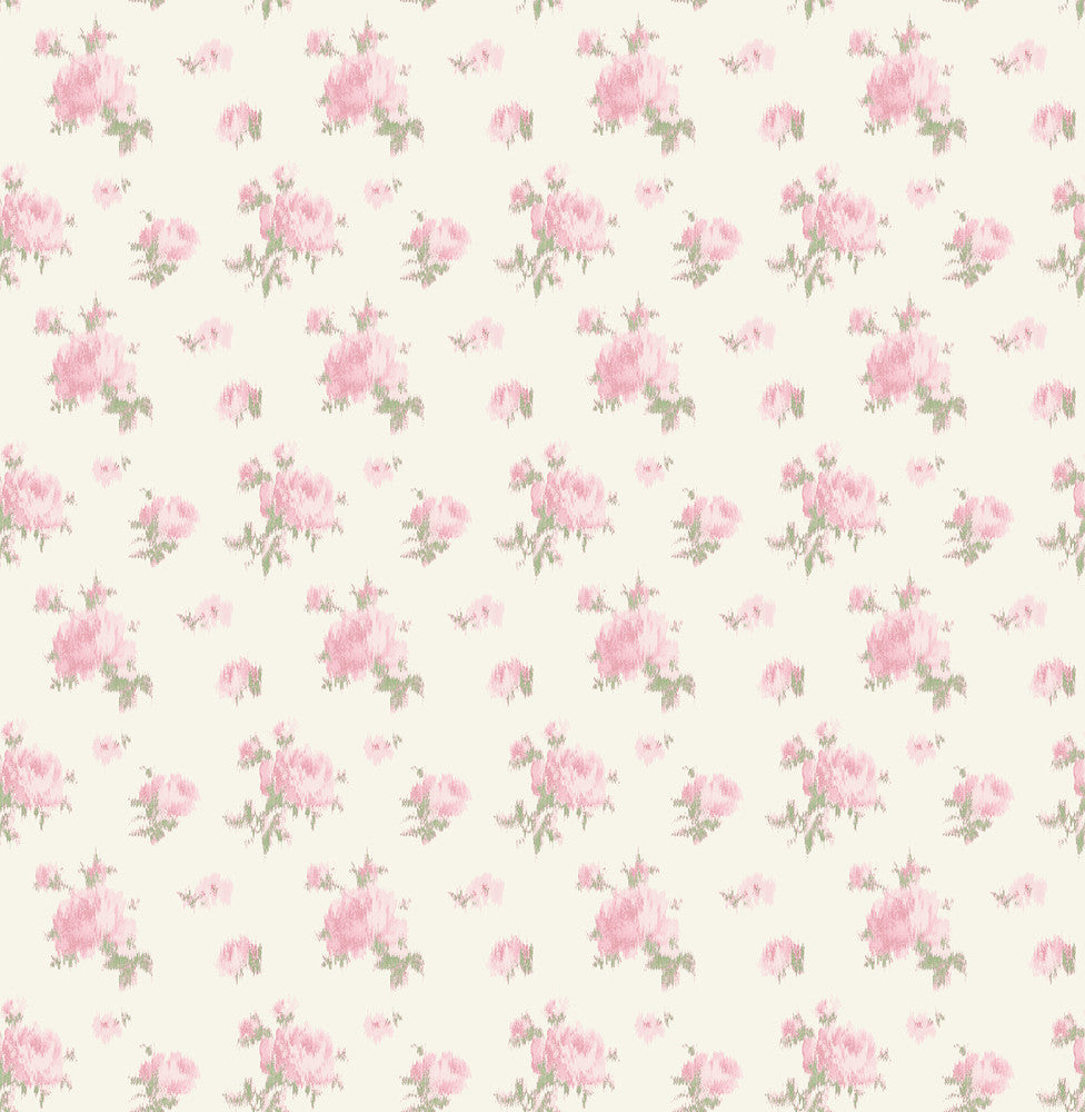 Ikat Rose Tinted Petals Small Print Wallpaper by A-Street Prints LoveShackFancy Covers about 56.4 square feet 20.5-in by 33-ft long roll Unpasted 20.5 - Fabric Carolina -