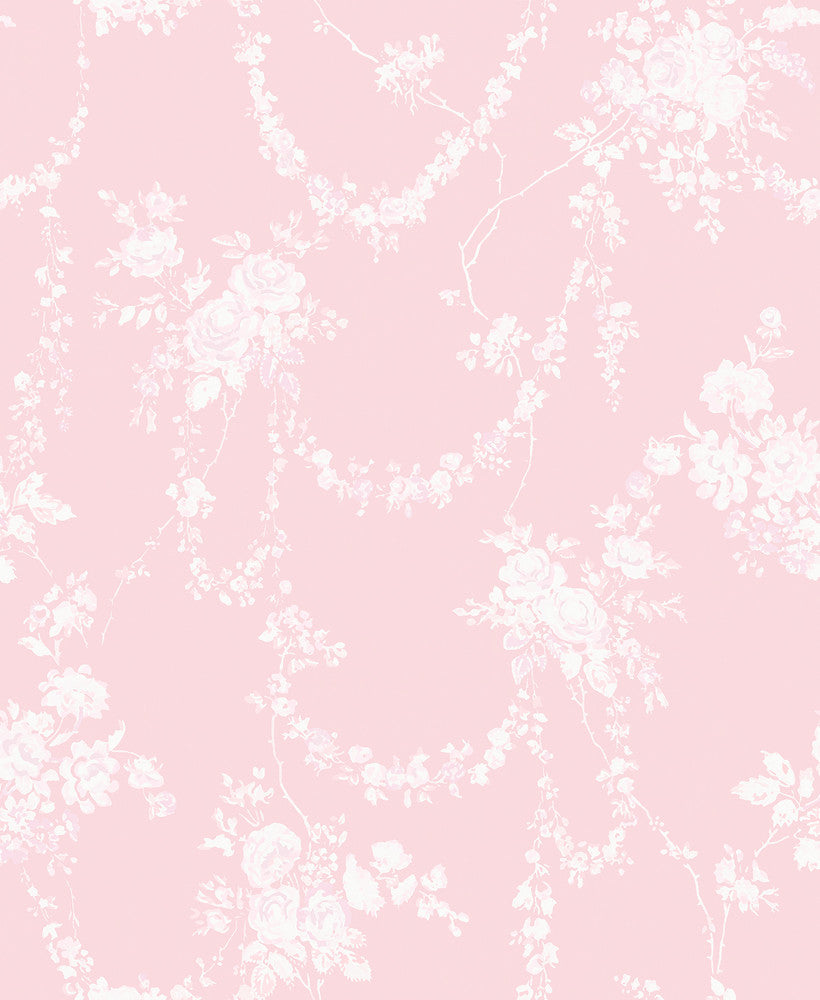 Chandelier Gates Easter Pink Floral Drape Wallpaper by A-Street Prints LoveShackFancy Covers about 56.4 square feet 20.5-in by 33-ft long roll Unpasted 25 - Fabric Carolina -