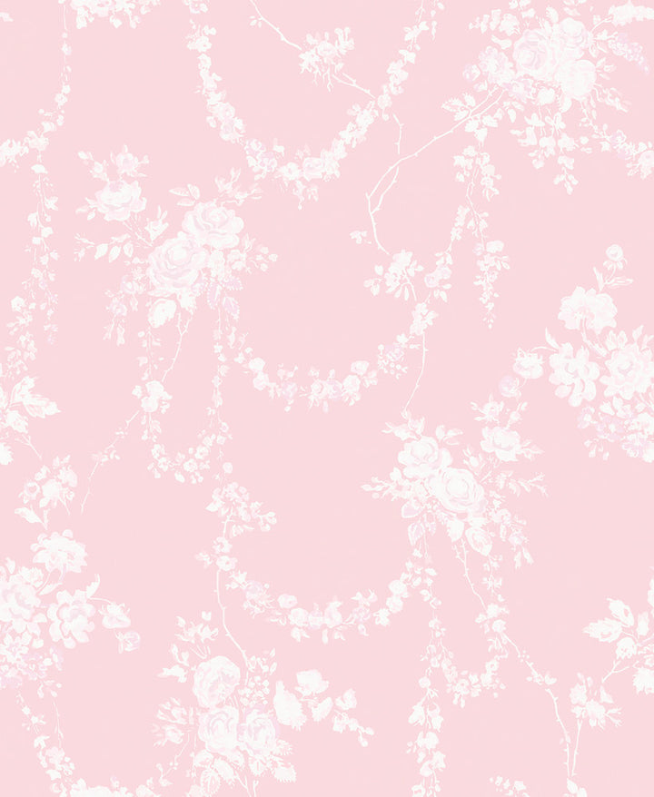 Chandelier Gates Easter Pink Floral Drape Wallpaper by A-Street Prints LoveShackFancy Covers about 56.4 square feet 20.5-in by 33-ft long roll Unpasted 25 - Fabric Carolina -