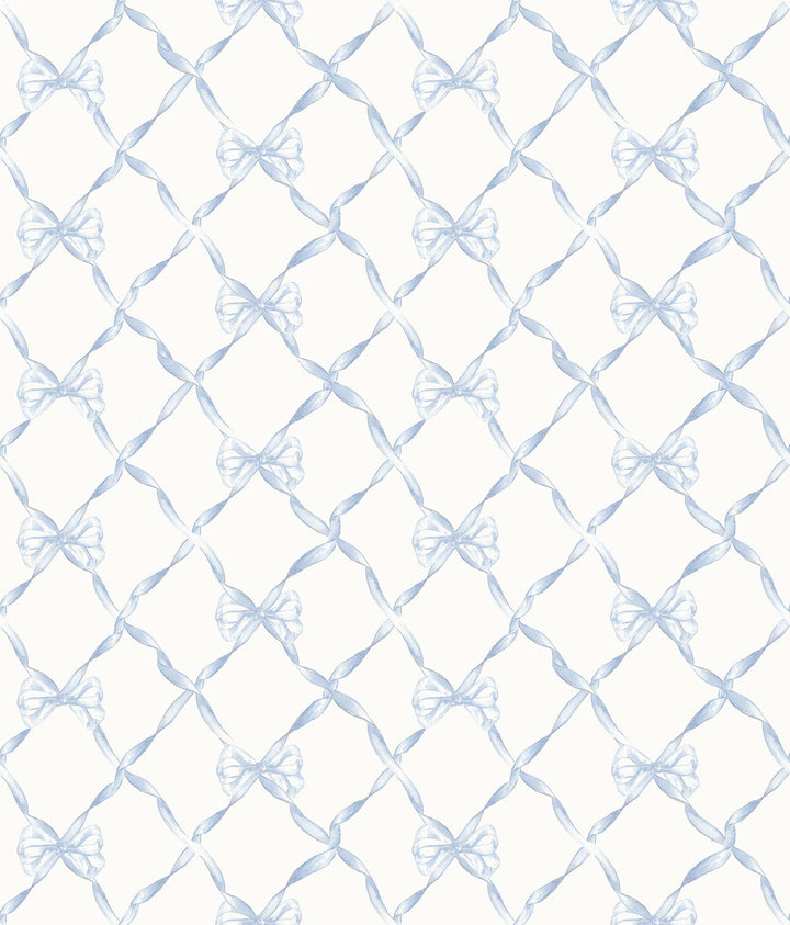 Baby Bow Blue Bella Ribbon Ribbon Trellis Wallpaper by A-Street Prints Designer