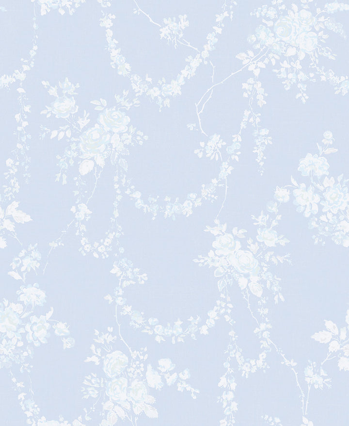 Chandelier Gates Blue Gemstone Floral Drape Wallpaper by A-Street Prints LoveShackFancy Covers about 56.4 square feet 20.5-in by 33-ft long roll Unpasted 25 - Fabric Carolina -