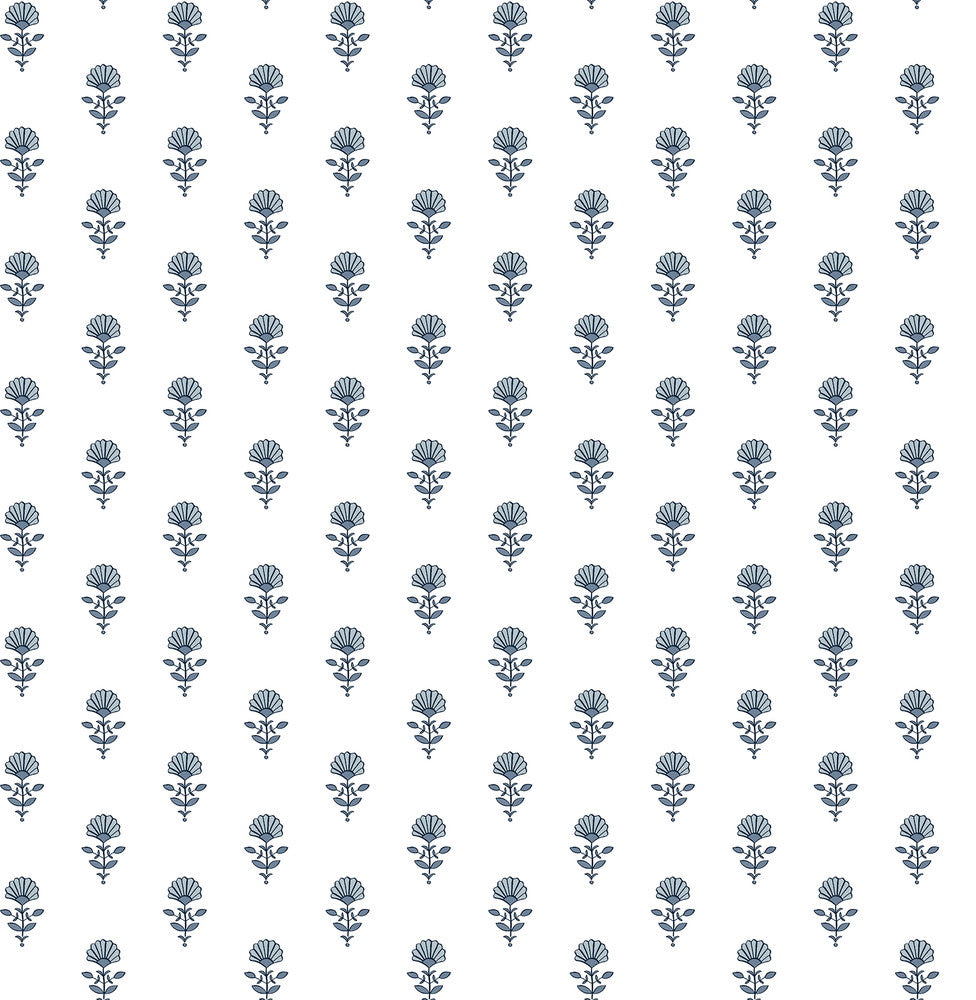Libby Blue Heather Mini Floral Wallpaper by A-Street Prints Erin Gates Covers about 56.4 square feet 20.5-in by 33-ft long roll Unpasted 21 - Fabric Carolina -