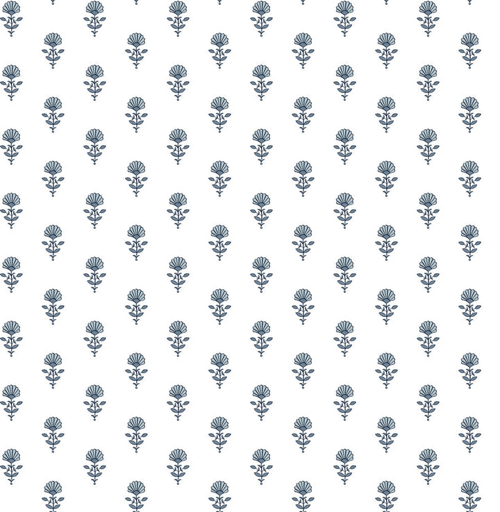 Libby Blue Heather Mini Floral Wallpaper by A-Street Prints Erin Gates Covers about 56.4 square feet 20.5-in by 33-ft long roll Unpasted 21 - Fabric Carolina -