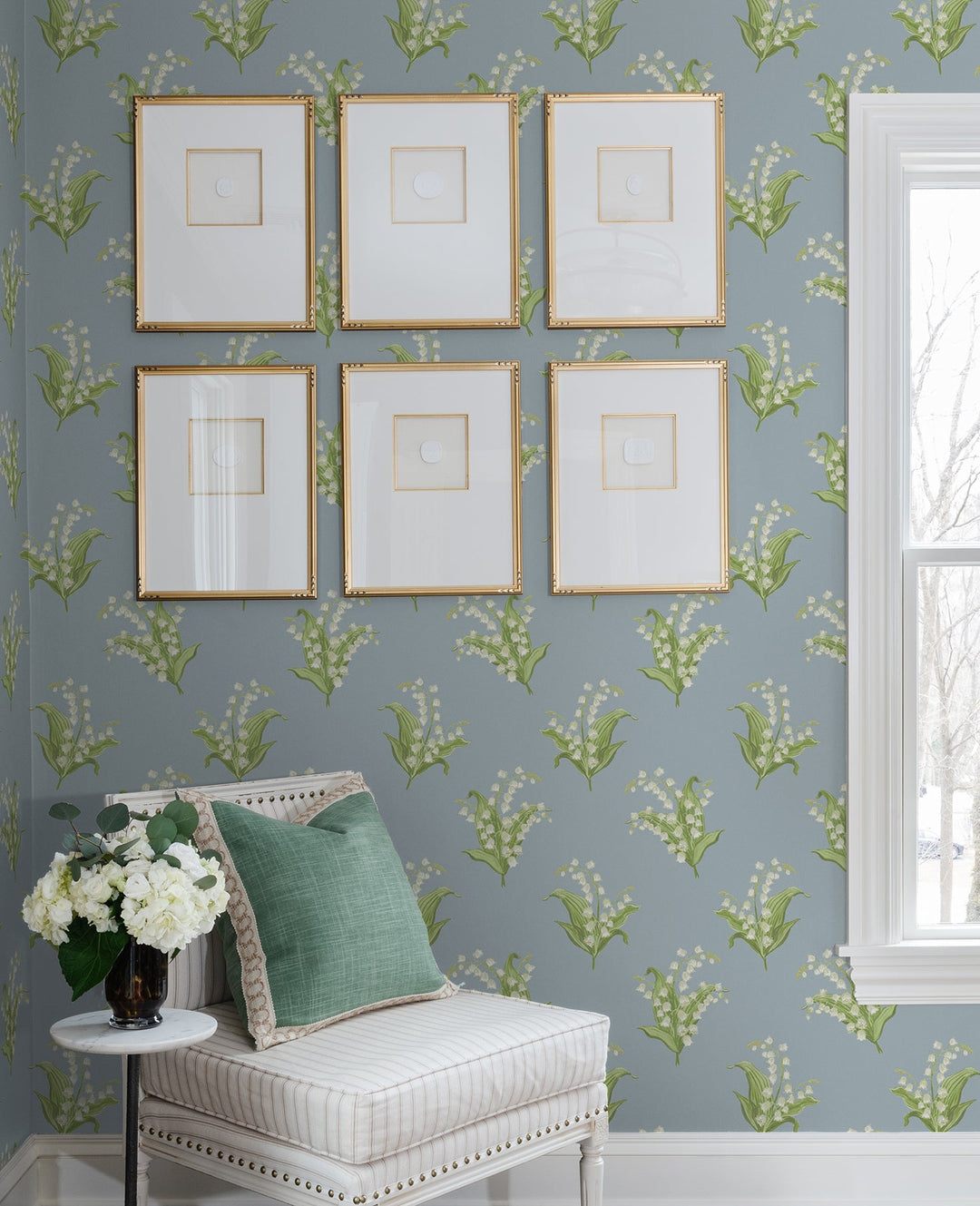 Farmington Blue Heather Lily of the Valley Wallpaper by A-Street Prints Designer