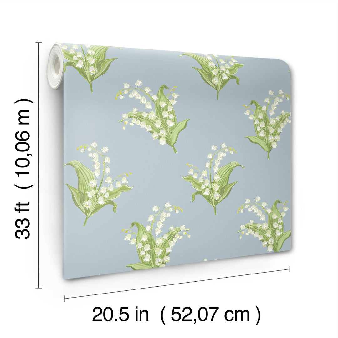Farmington Blue Heather Lily of the Valley Wallpaper by A-Street Prints Designer