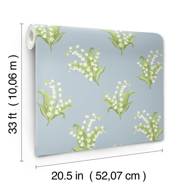 Farmington Blue Heather Lily of the Valley Wallpaper by A-Street Prints Designer