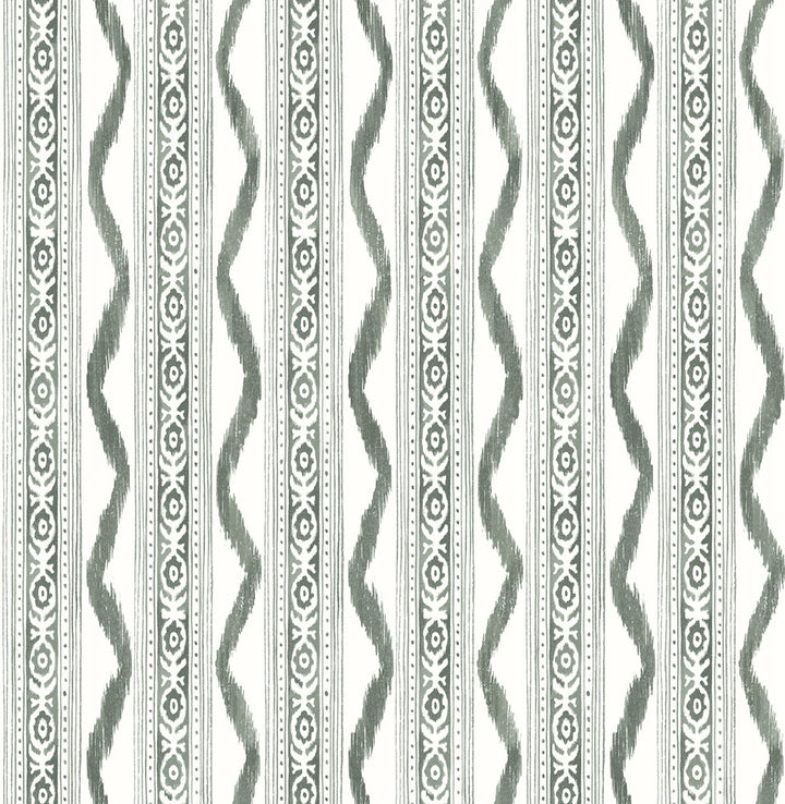 Rhys Green IKAT Stripe Wallpaper by A-Street Prints Erin Gates Covers about 56.4 square feet 20.5-in by 33-ft long roll Unpasted 21 - Fabric Carolina -